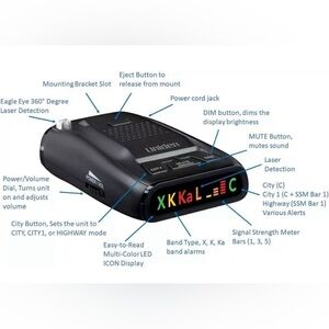 Uniden DFR1 Long Range Radar/Laser Detector w/ Easy-to-Read Color Icon Display